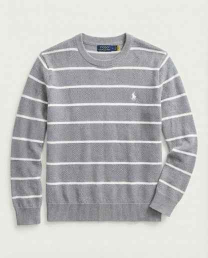 Pull RL rayé en coton piqué