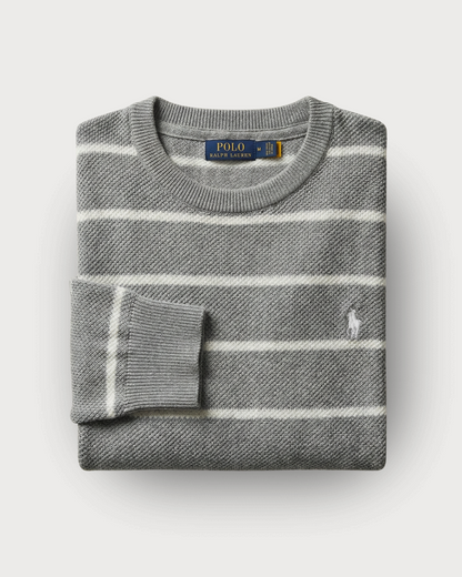 Pull RL rayé en coton piqué