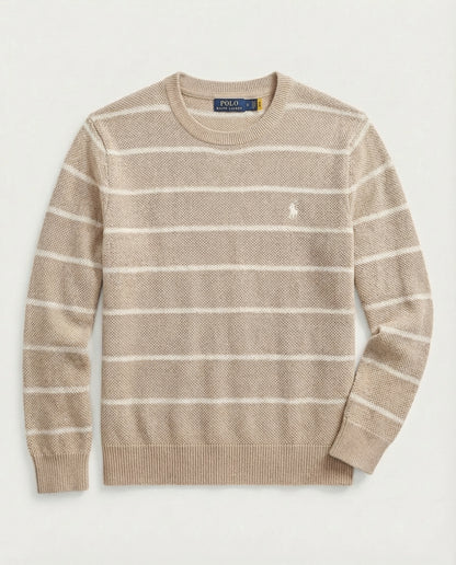 Pull RL rayé en coton piqué