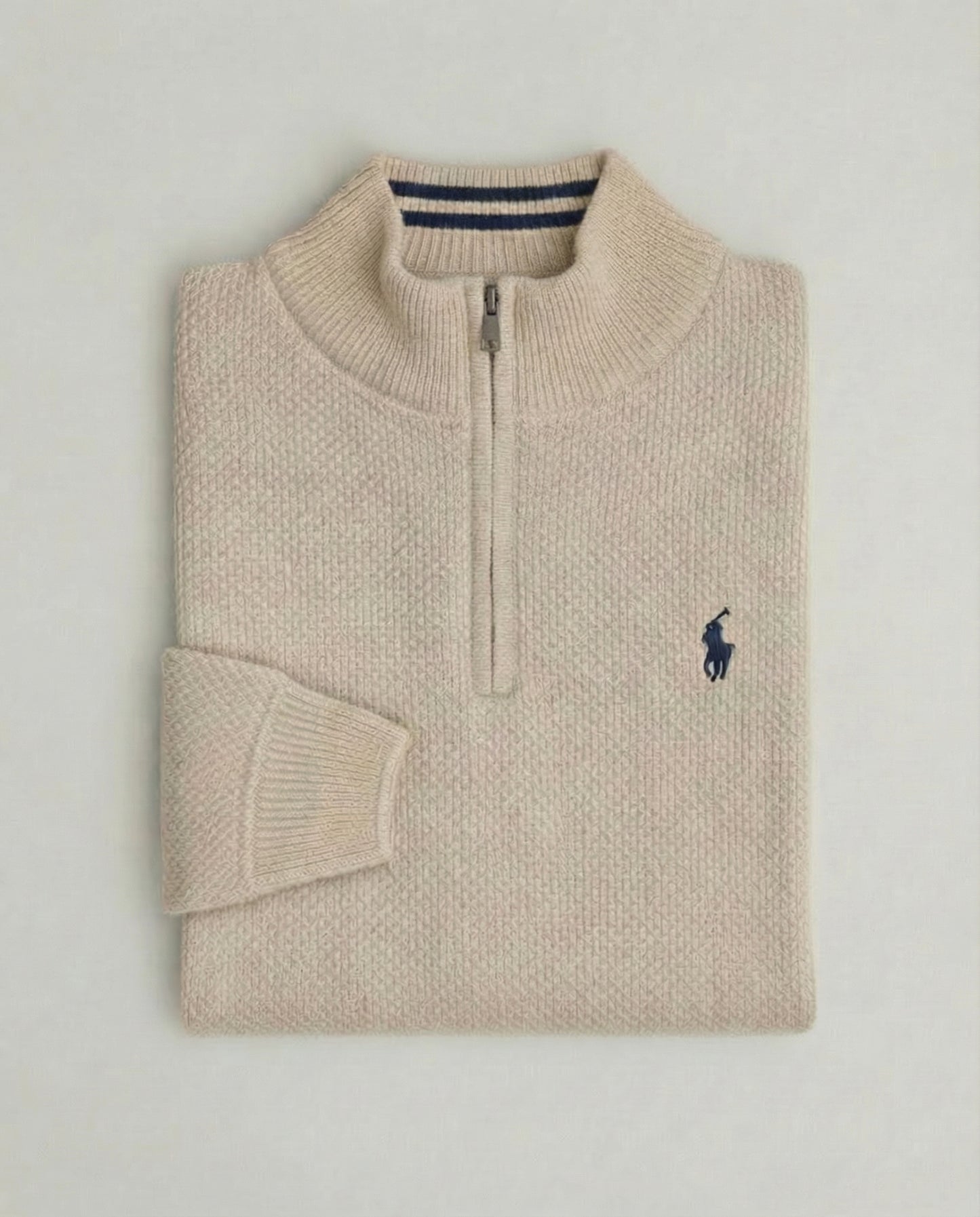 pull rl tricot pique demi-zip