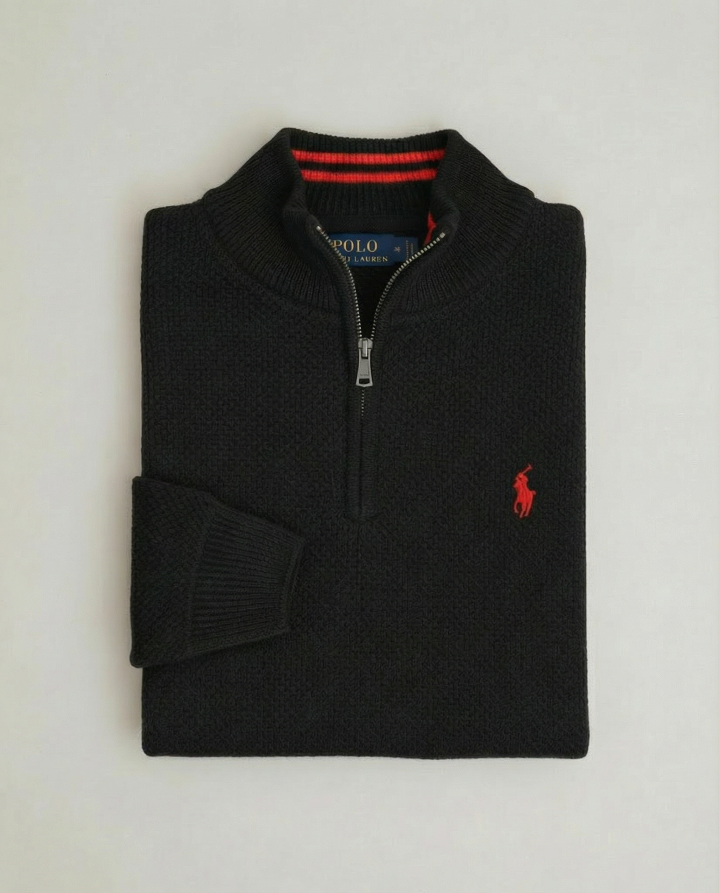 pull rl tricot pique demi-zip