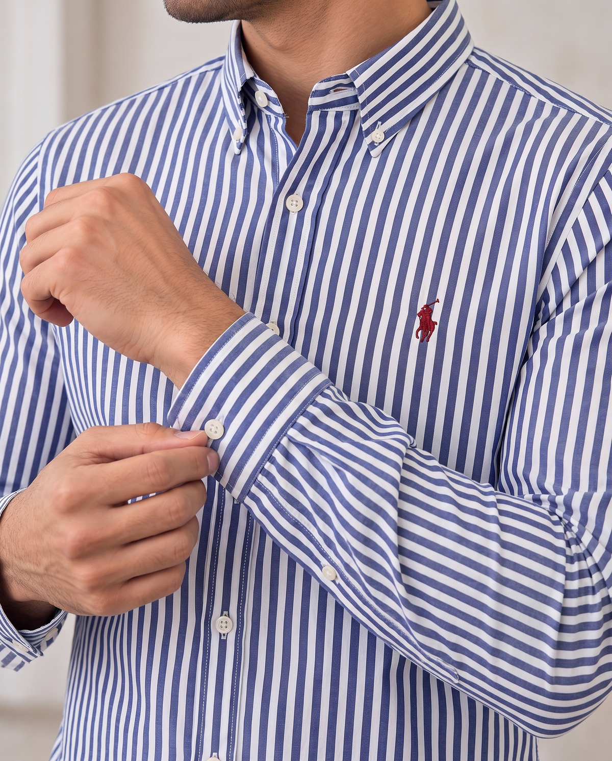 fitted striped rl shirt