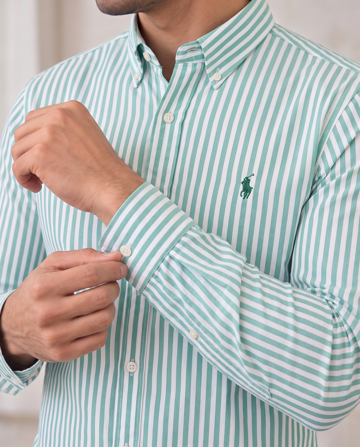 fitted striped rl shirt
