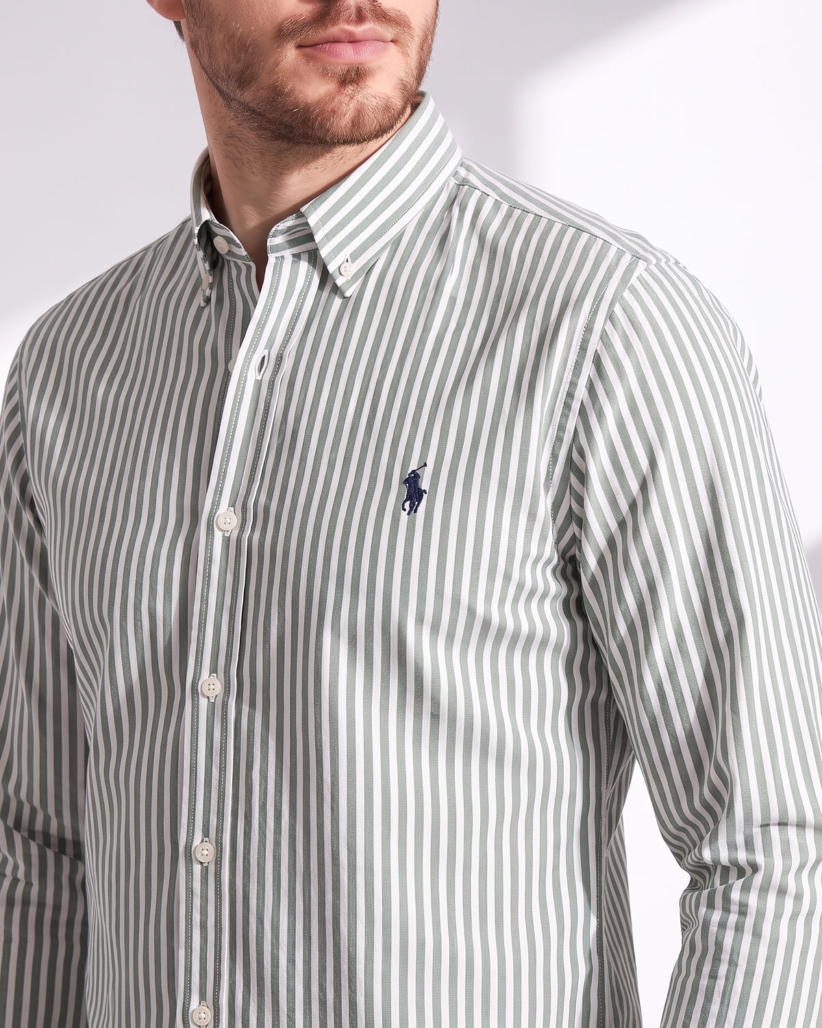 fitted striped rl shirt