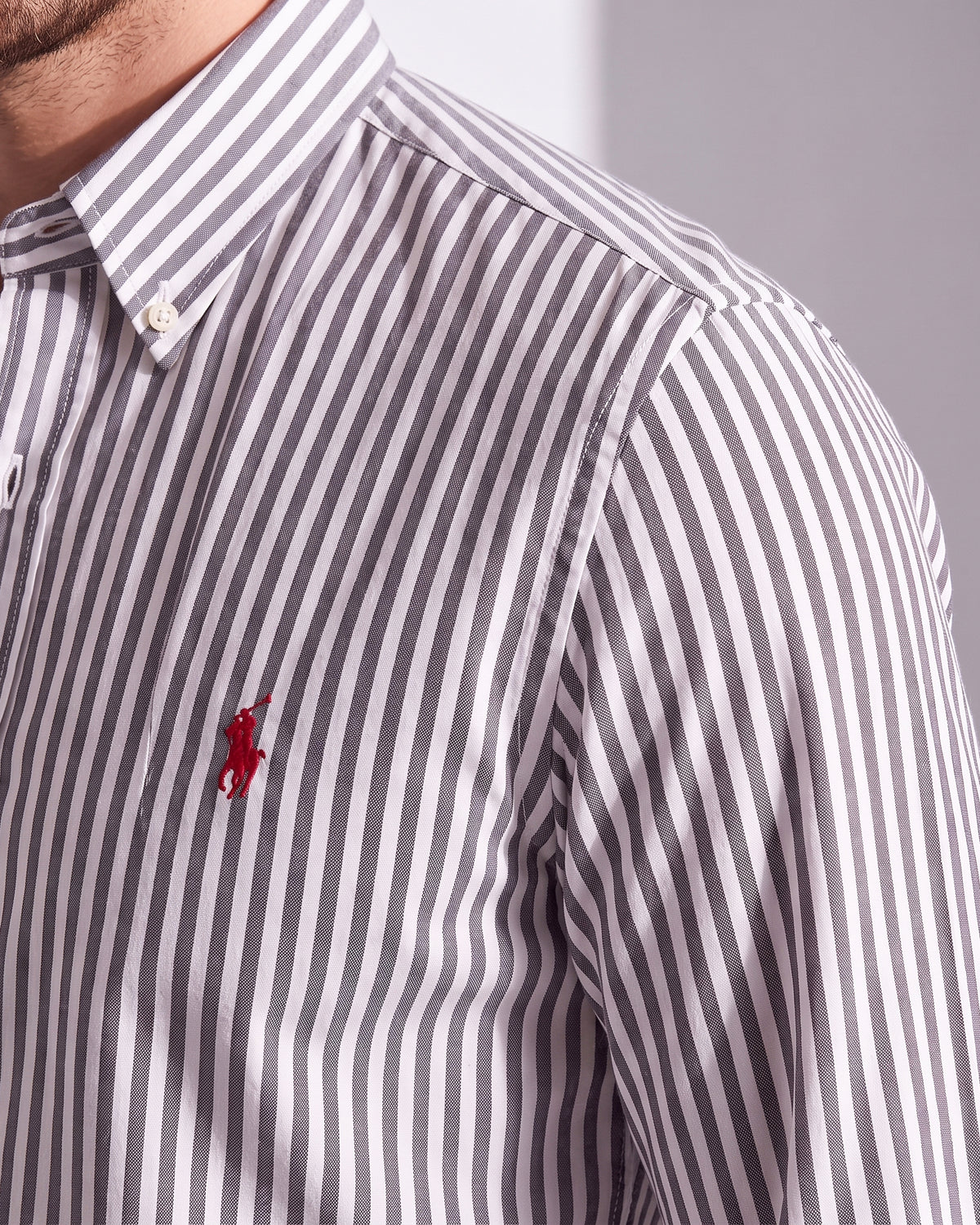 fitted striped rl shirt