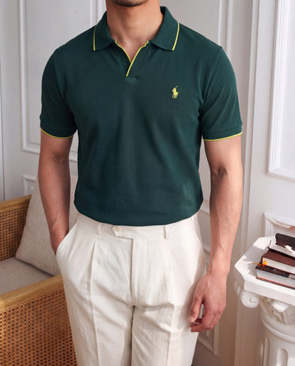 Polo shirt RL col V en coton piqué RL01
