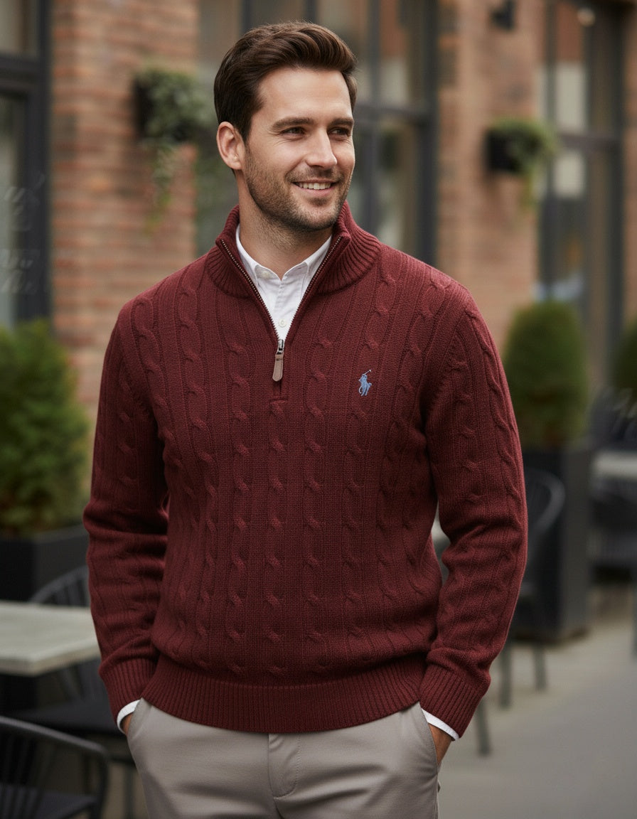 pull rl torsadé demi-zip