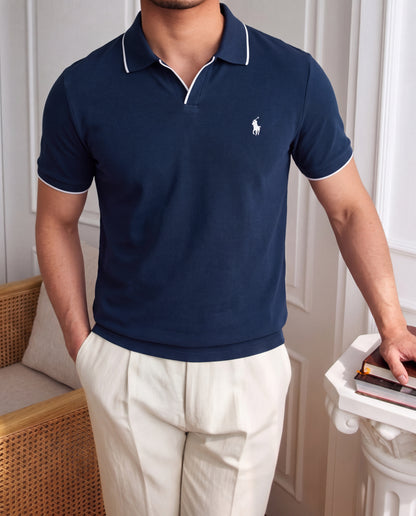 Polo shirt RL col V en coton piqué RL01