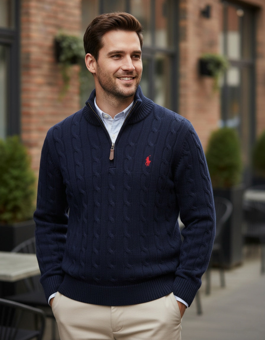 pull rl torsadé demi-zip